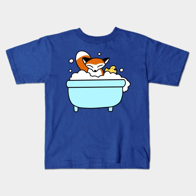 Bubble Bath Fox Kids T-Shirt by saradaboru